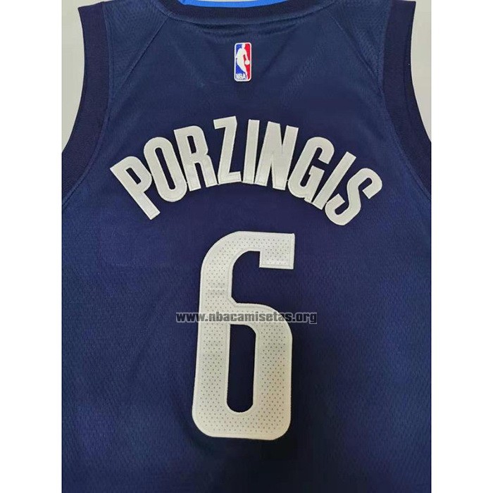Camiseta Doncic Mavericks Kristaps Porzingis NO 6 Statement 2020-21 Azul